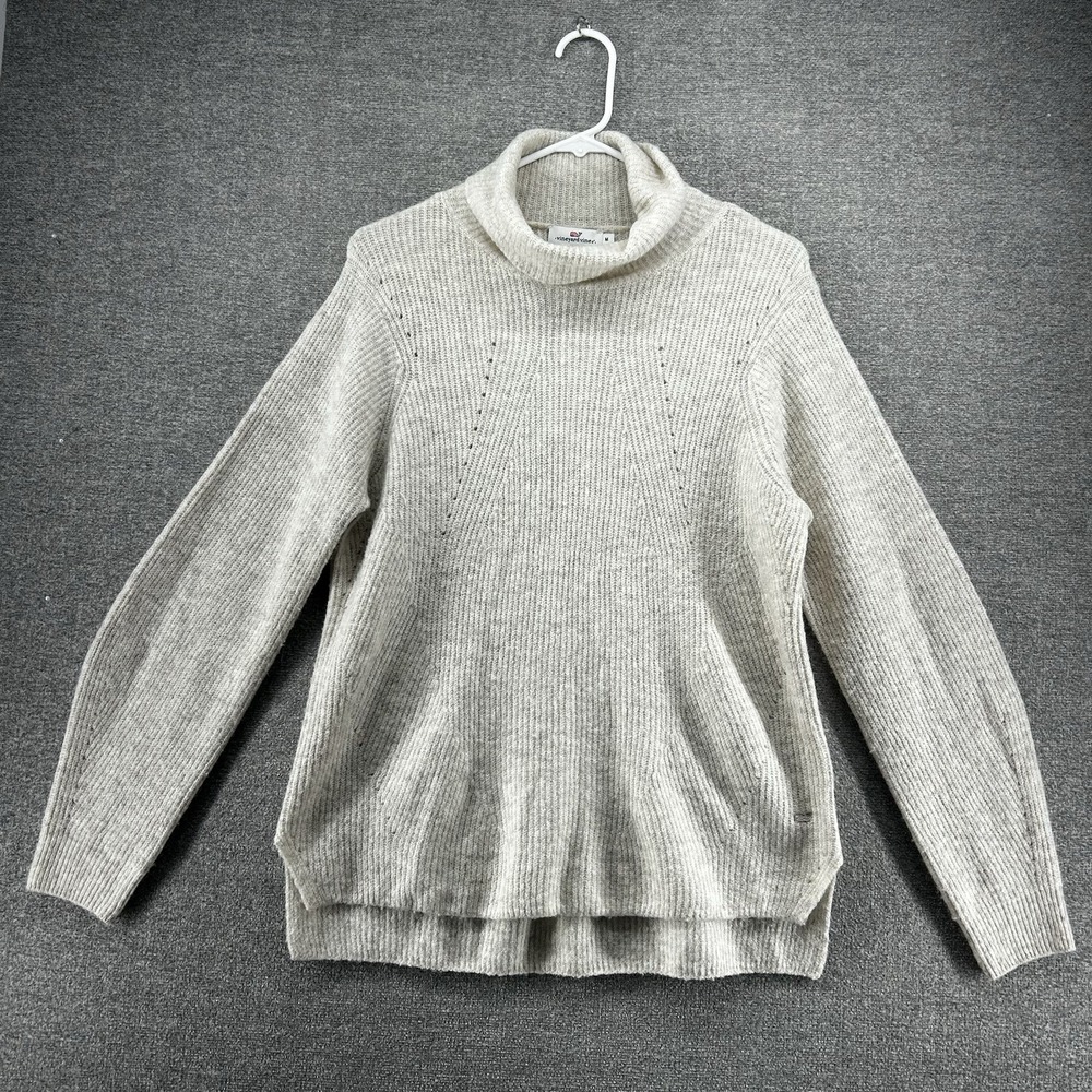 Vineyard Vines Turtle Neck Sweater Women Size Medium Beige Spring